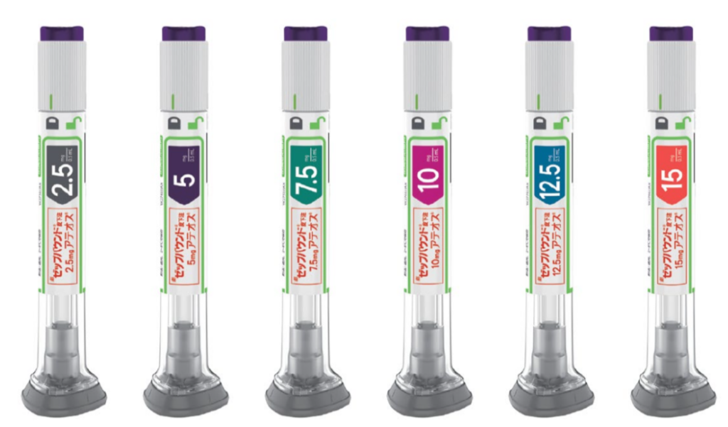 ゼップバウンド2.5mg、5mg、7.5mg、10mg、12.5mg、15mgの6規格